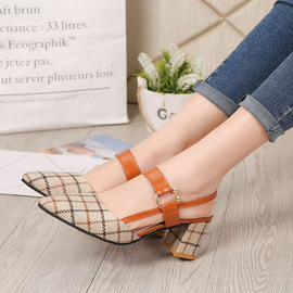 Lady Shoes New Hollow Coarse Sandals High-heeled