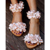 NAN JIU MOUNTAIN Summer Flat Sandals Women Flowers Handmade Beaded Rhinestones Pearl Lady Wind Plus Size 34-43